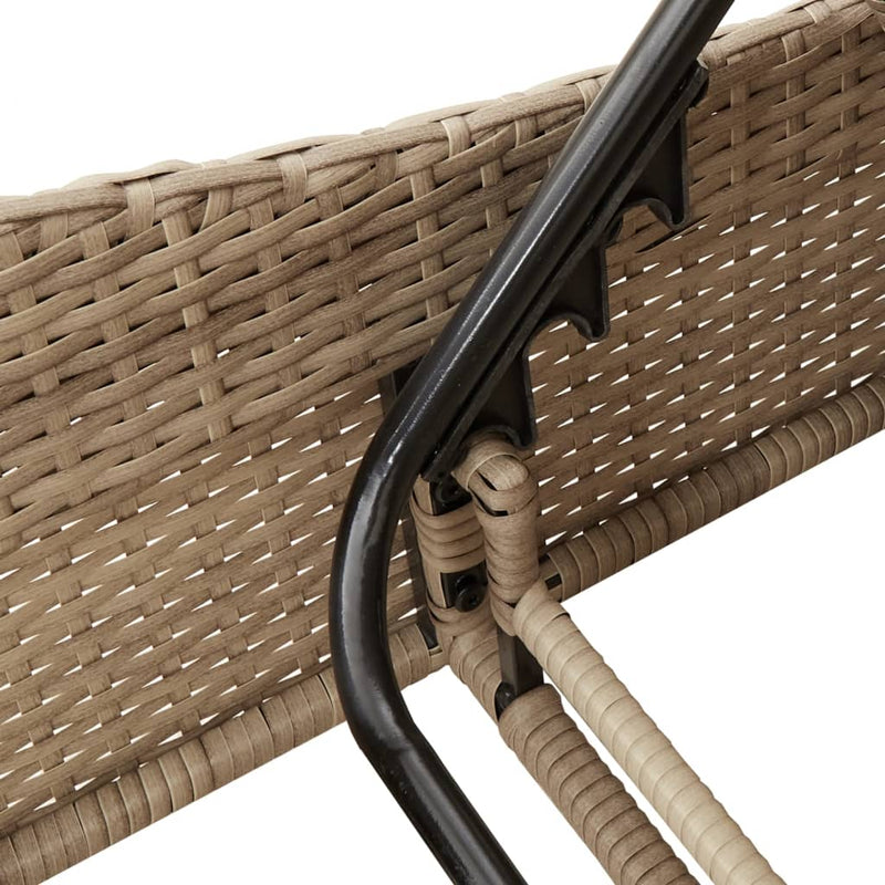 Sun Lounger with Cushions Beige 114x205x73 cm Poly Rattan Payday Deals