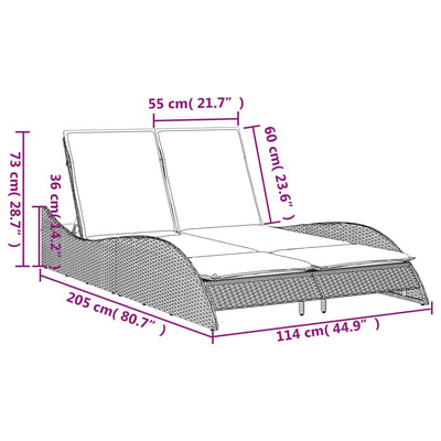 Sun Lounger with Cushions Beige 114x205x73 cm Poly Rattan Payday Deals