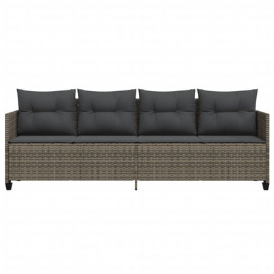 Sun Lounger with Cushions Grey Poly Rattan Payday Deals