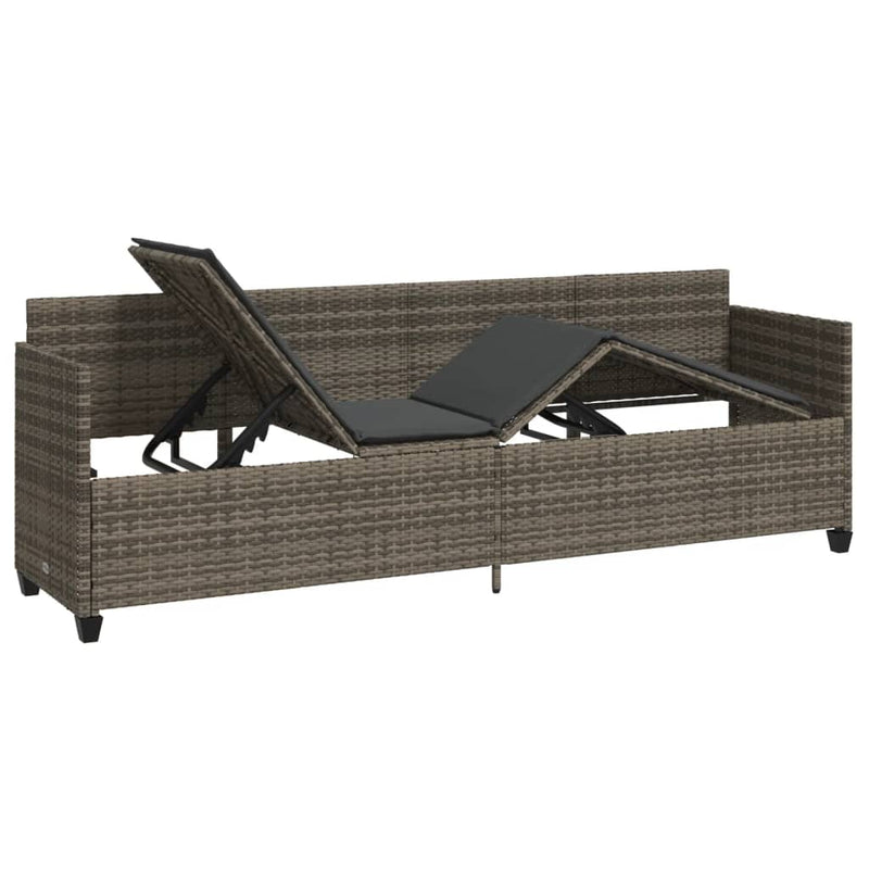 Sun Lounger with Cushions Grey Poly Rattan Payday Deals