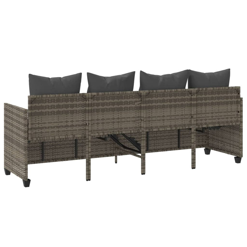 Sun Lounger with Cushions Grey Poly Rattan Payday Deals