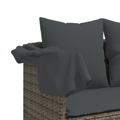 Sun Lounger with Cushions Grey Poly Rattan Payday Deals