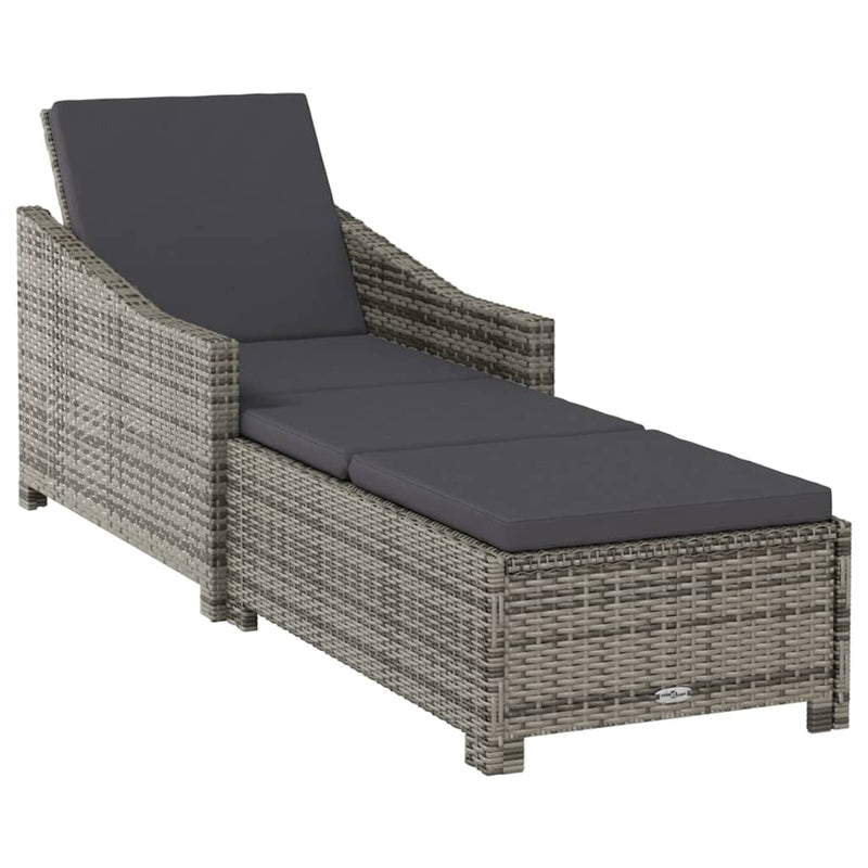 Sun Lounger with Dark Grey Cushion Poly Rattan Grey Payday Deals