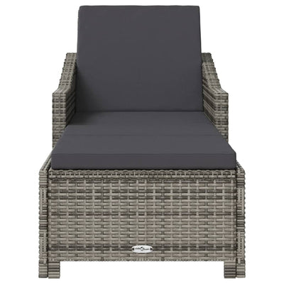 Sun Lounger with Dark Grey Cushion Poly Rattan Grey Payday Deals