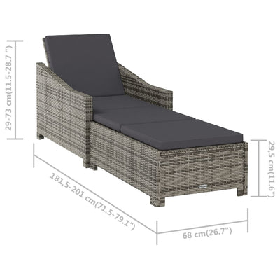 Sun Lounger with Dark Grey Cushion Poly Rattan Grey Payday Deals