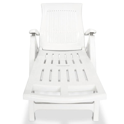 Sun Lounger with Footrest Plastic White Payday Deals