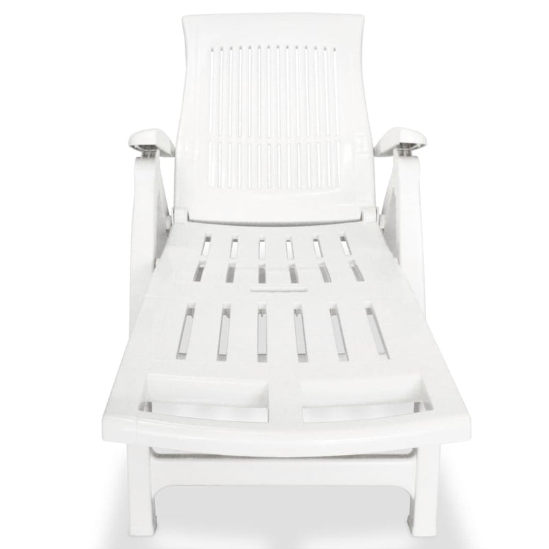 Sun Lounger with Footrest Plastic White Payday Deals