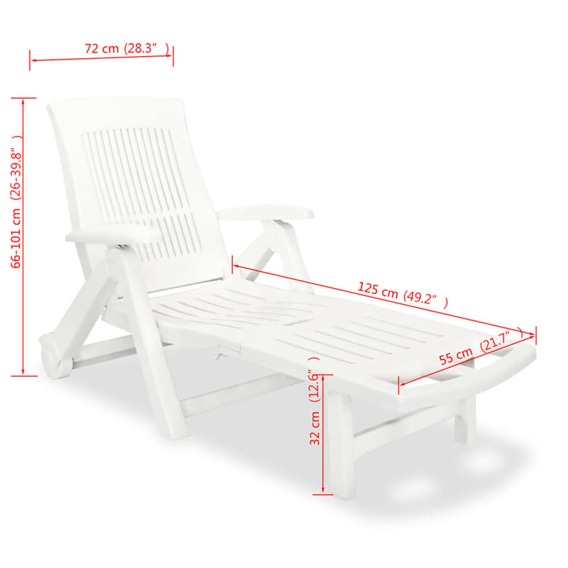 Sun Lounger with Footrest Plastic White Payday Deals
