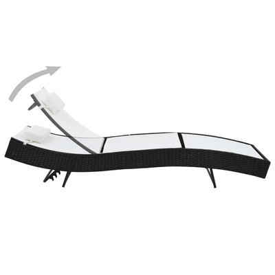 Sun Lounger with Pillow Poly Rattan Black Payday Deals