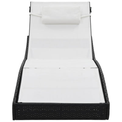 Sun Lounger with Pillow Poly Rattan Black Payday Deals