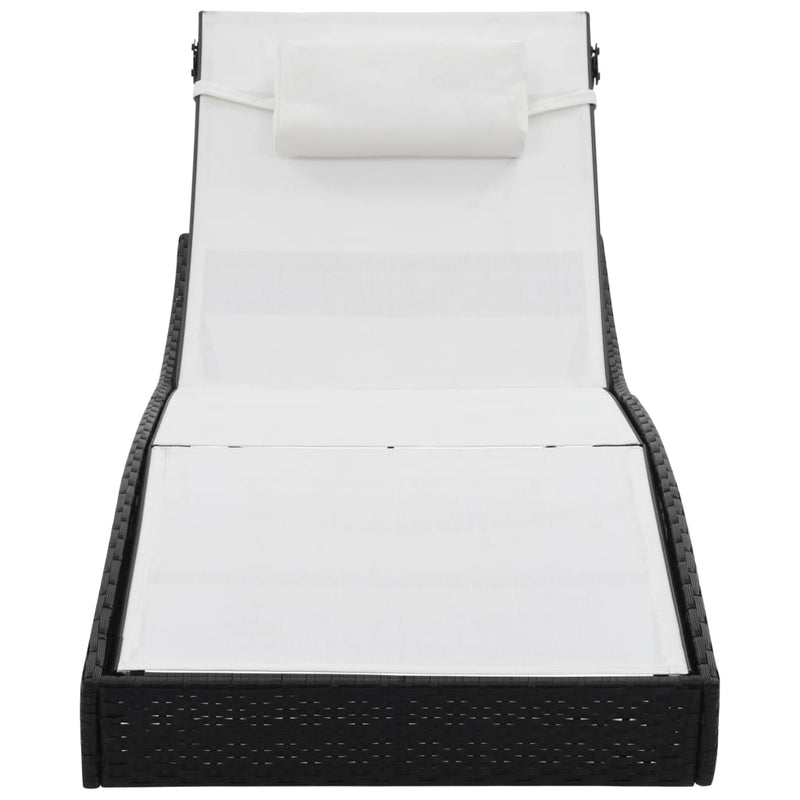 Sun Lounger with Pillow Poly Rattan Black Payday Deals