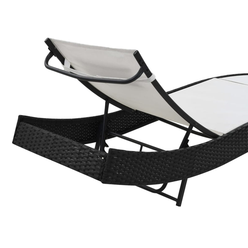 Sun Lounger with Pillow Poly Rattan Black Payday Deals