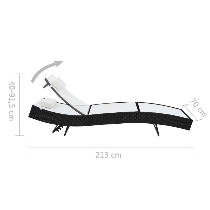 Sun Lounger with Pillow Poly Rattan Black Payday Deals