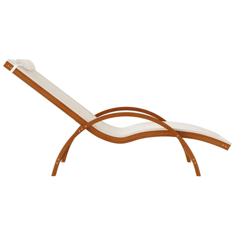 Sun Lounger with Pillow White Textilene and Solid Wood Poplar Payday Deals