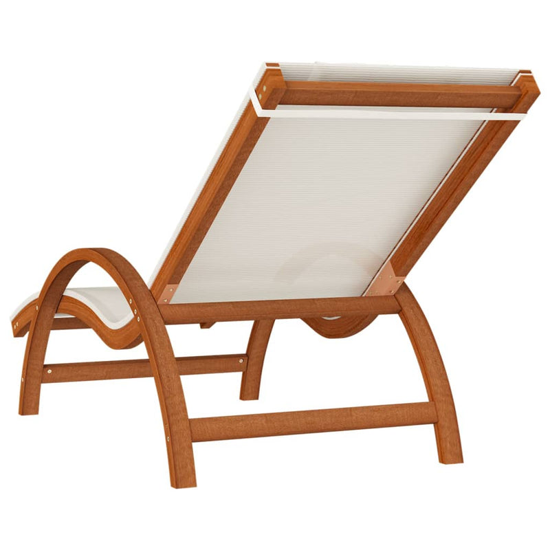 Sun Lounger with Pillow White Textilene and Solid Wood Poplar Payday Deals