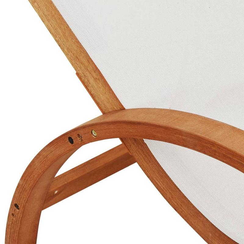 Sun Lounger with Pillow White Textilene and Solid Wood Poplar Payday Deals