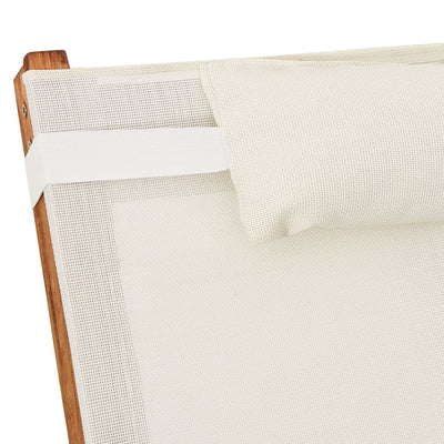 Sun Lounger with Pillow White Textilene and Solid Wood Poplar Payday Deals