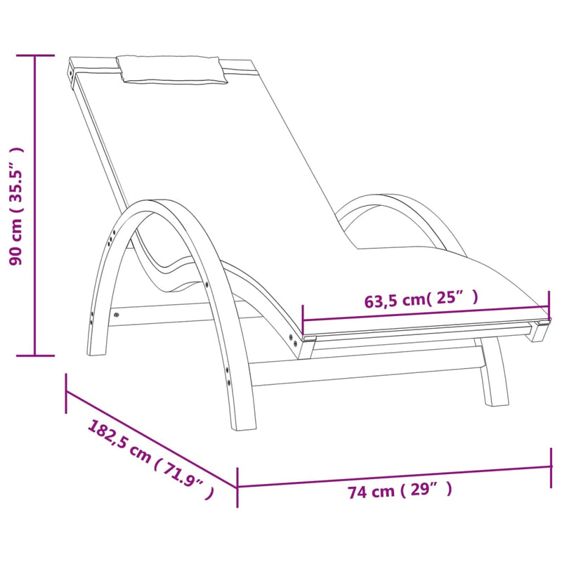 Sun Lounger with Pillow White Textilene and Solid Wood Poplar Payday Deals