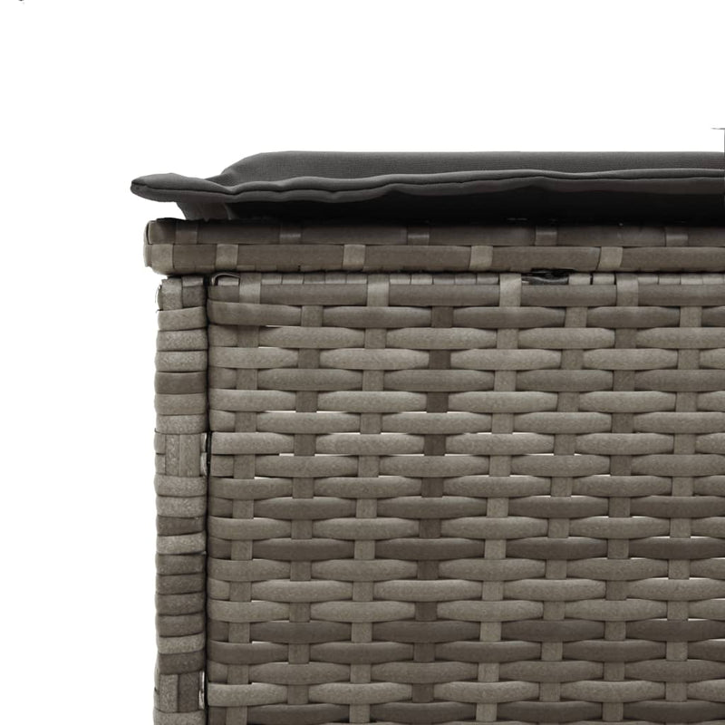 Sun Lounger with Table and Cushion Grey Poly Rattan Payday Deals