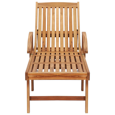 Sun Lounger with Table and Cushion Solid Teak Wood Payday Deals