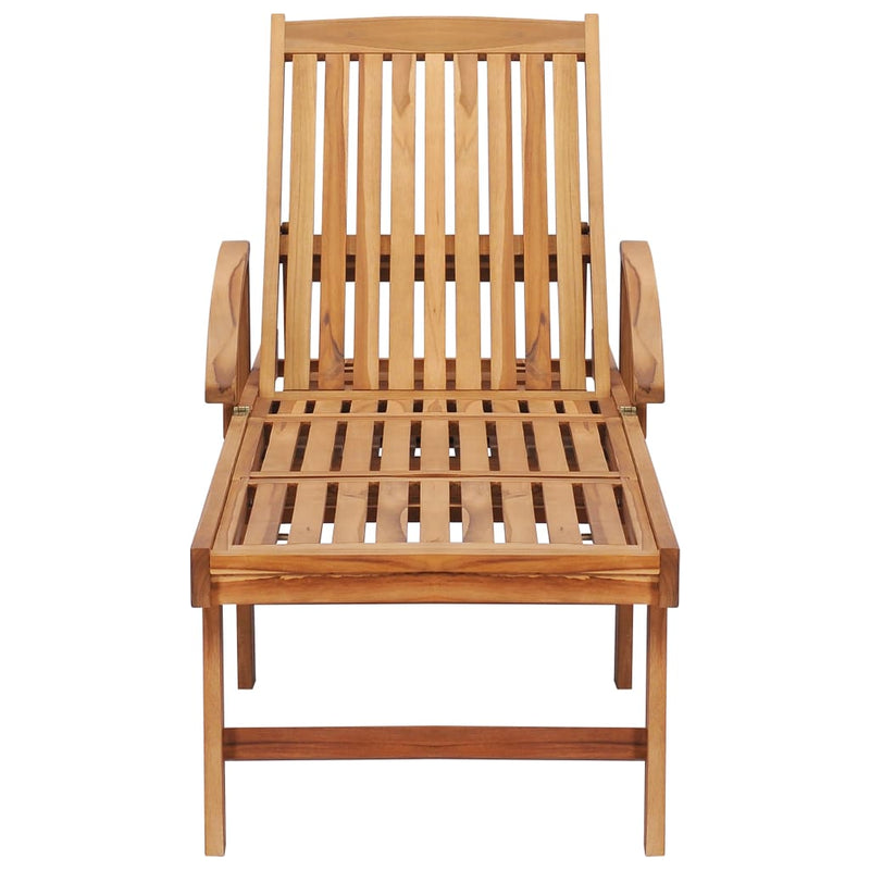 Sun Lounger with Table and Cushion Solid Teak Wood Payday Deals