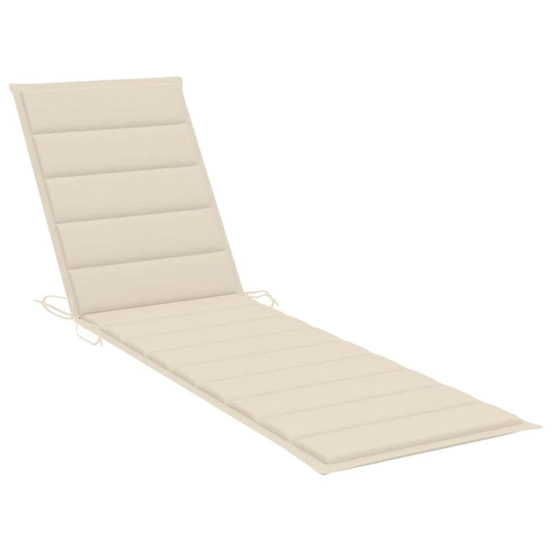 Sun Lounger with Table and Cushion Solid Teak Wood Payday Deals