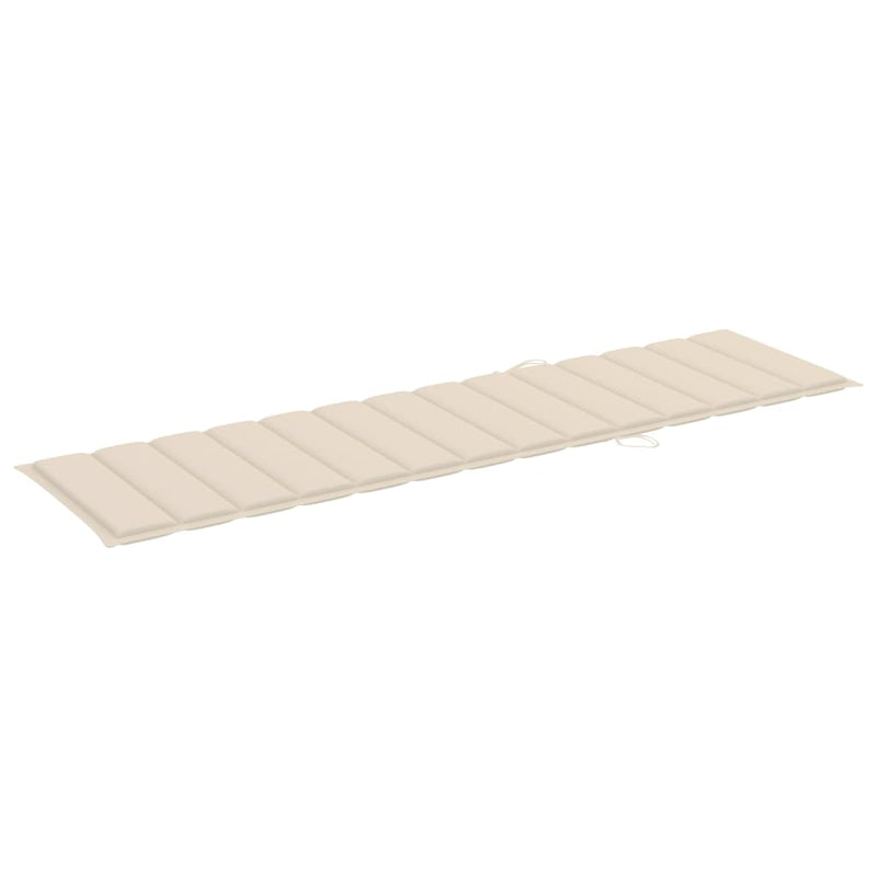 Sun Lounger with Table and Cushion Solid Teak Wood Payday Deals