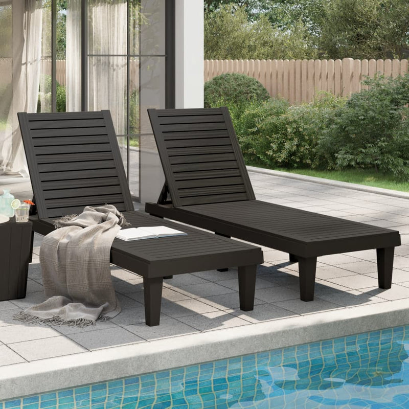 Sun Loungers 2 pcs Black 155x58x83 cm Polypropylene Payday Deals