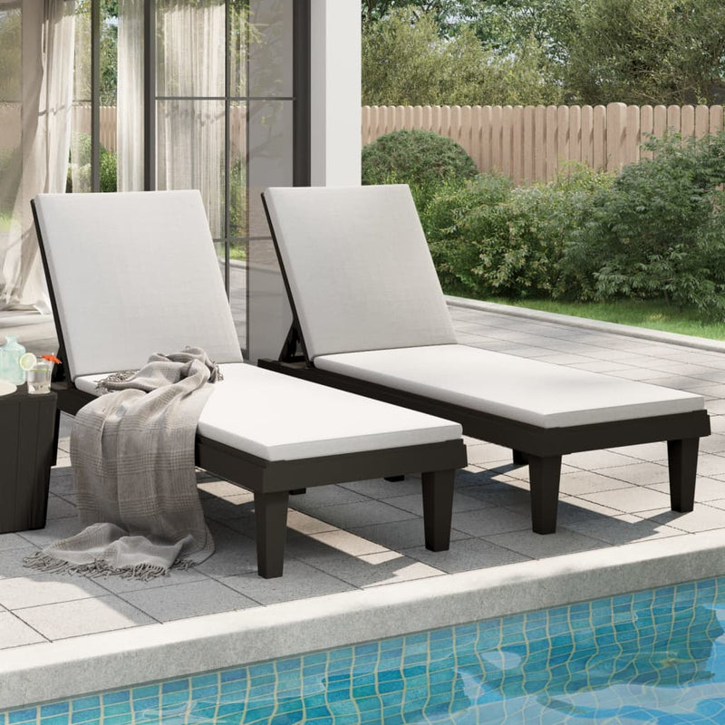 Sun Loungers 2 pcs Black 155x58x83 cm Polypropylene Payday Deals