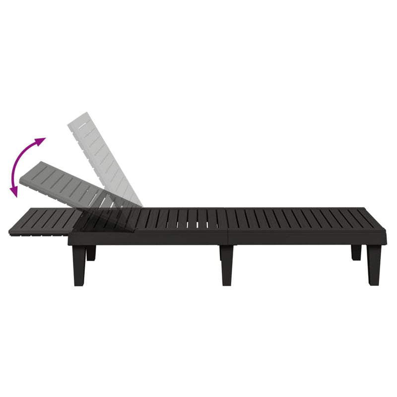 Sun Loungers 2 pcs Black 155x58x83 cm Polypropylene Payday Deals