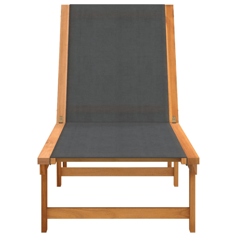 Sun Loungers 2 pcs Black Solid Wood Acacia and Textilene Payday Deals