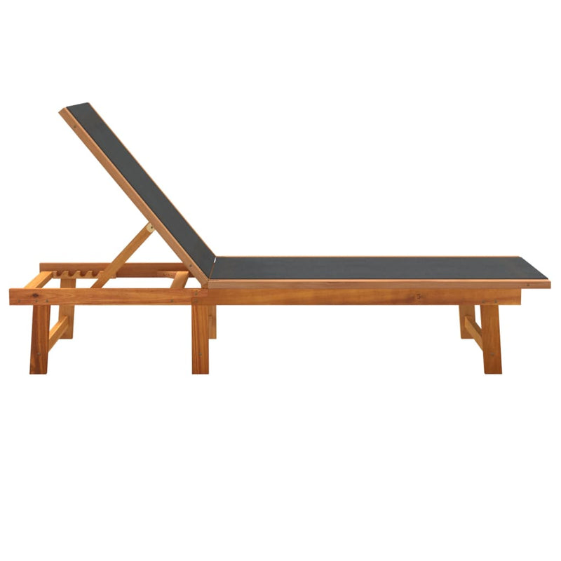 Sun Loungers 2 pcs Black Solid Wood Acacia and Textilene Payday Deals