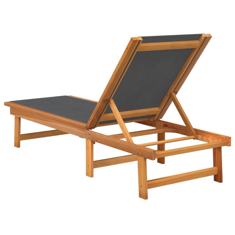Sun Loungers 2 pcs Black Solid Wood Acacia and Textilene Payday Deals