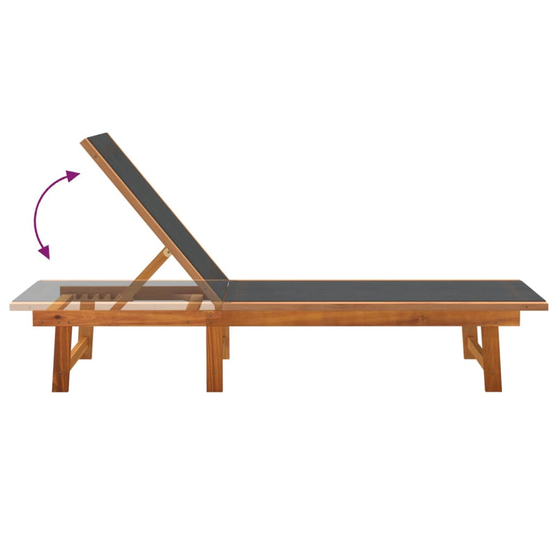 Sun Loungers 2 pcs Black Solid Wood Acacia and Textilene Payday Deals