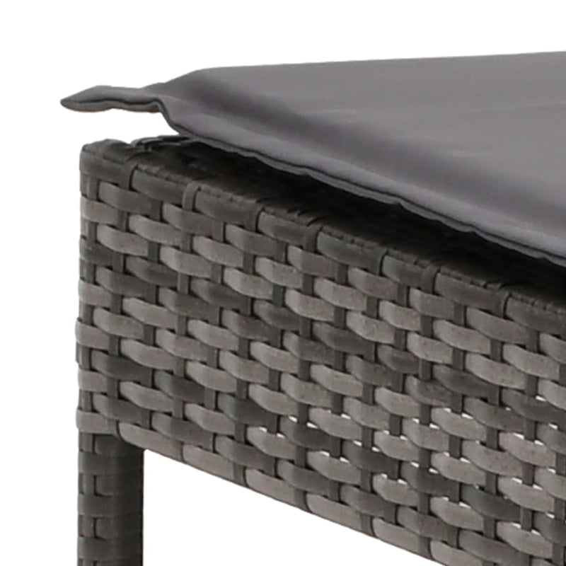 Sun Loungers 2 pcs with Table and Cushions Grey Poly Rattan Payday Deals