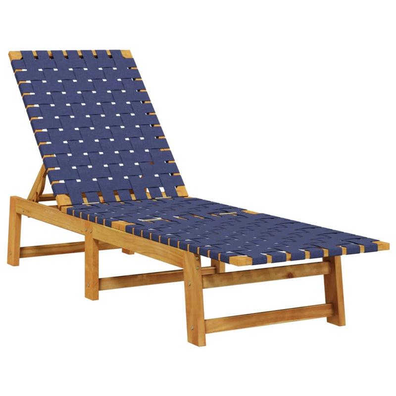 Sun Loungers 2 pcs with Table Dark Blue Solid Wood Acacia Payday Deals