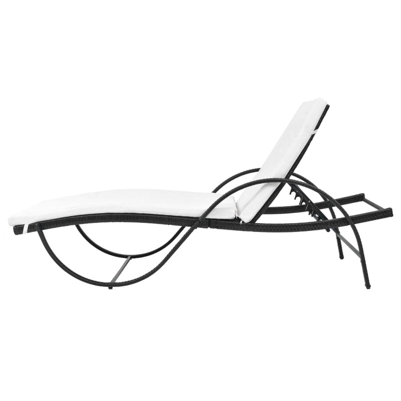 Sun Loungers 2 pcs with Table Poly Rattan Black (42884+42886) Payday Deals