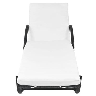 Sun Loungers 2 pcs with Table Poly Rattan Black (42884+42886) Payday Deals