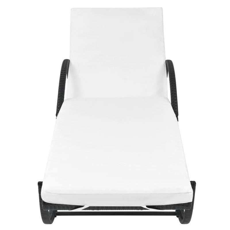 Sun Loungers 2 pcs with Table Poly Rattan Black (42884+42886) Payday Deals