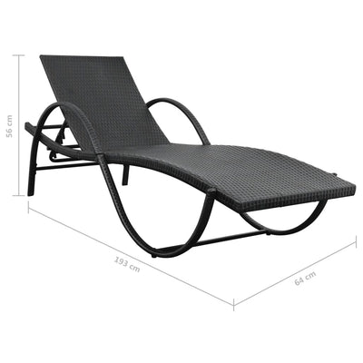 Sun Loungers 2 pcs with Table Poly Rattan Black (42884+42886) Payday Deals