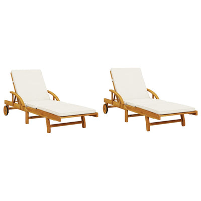 Sun Loungers 2 pcs with Table Solid Wood Acacia Payday Deals