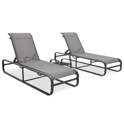 Sun Loungers 2 pcs with Table Textilene and Aluminium Payday Deals