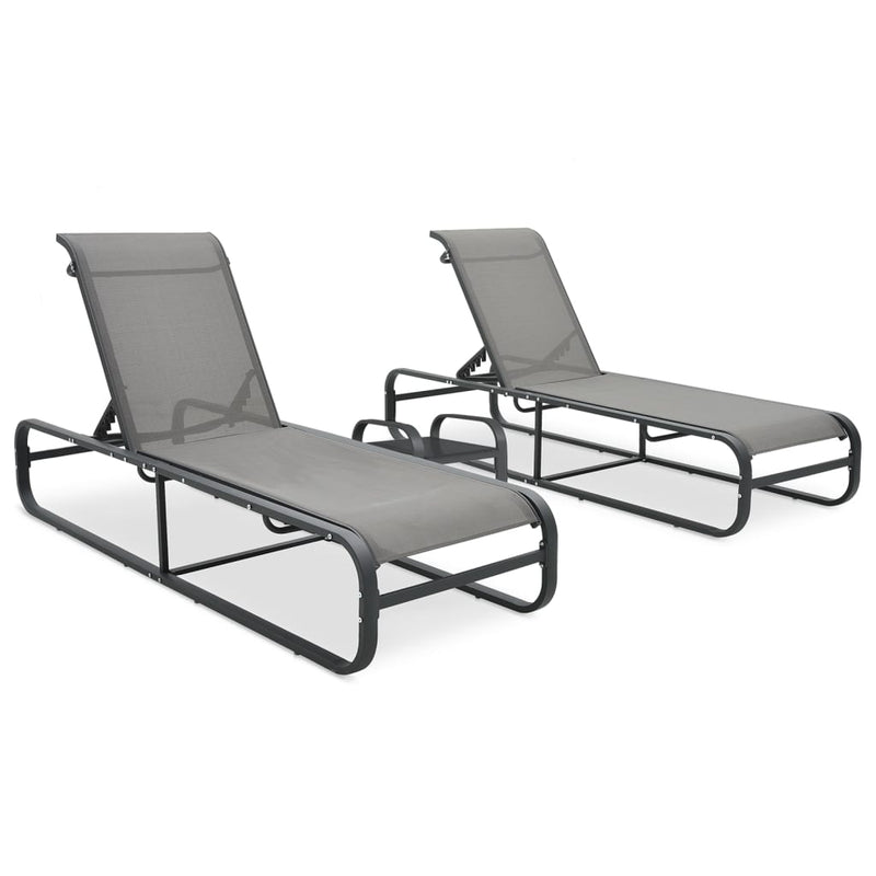 Sun Loungers 2 pcs with Table Textilene and Aluminium Payday Deals