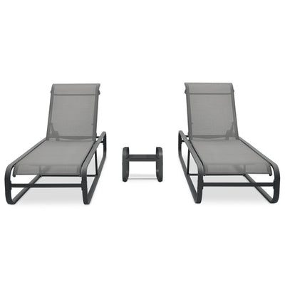 Sun Loungers 2 pcs with Table Textilene and Aluminium Payday Deals