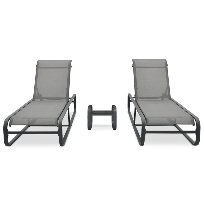 Sun Loungers 2 pcs with Table Textilene and Aluminium Payday Deals