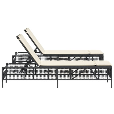 Sun Loungers with Cushions 2 pcs Black Poly Rattan Payday Deals