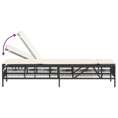 Sun Loungers with Cushions 2 pcs Black Poly Rattan Payday Deals