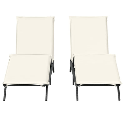 Sun Loungers with Cushions 2 pcs Black Poly Rattan Payday Deals