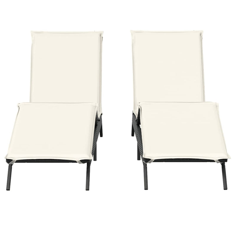 Sun Loungers with Cushions 2 pcs Black Poly Rattan Payday Deals