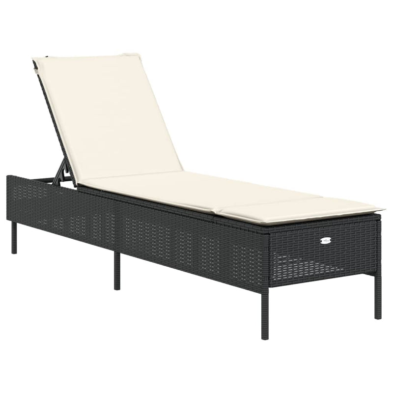 Sun Loungers with Cushions 2 pcs Black Poly Rattan Payday Deals